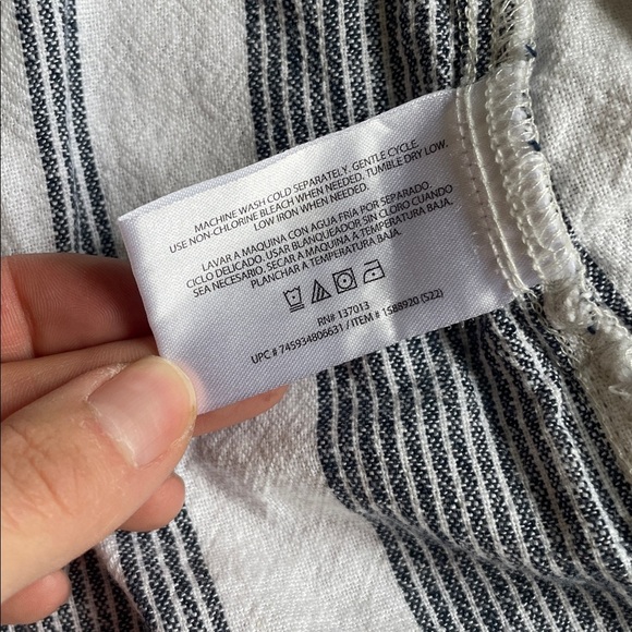 Orvis Coastal Blue and White Striped Linen Button Down Shirt - Picture 12 of 13